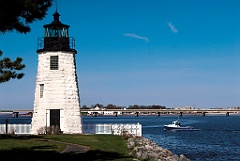 Lobsterboat Passes Newport Harbor Lighthouse